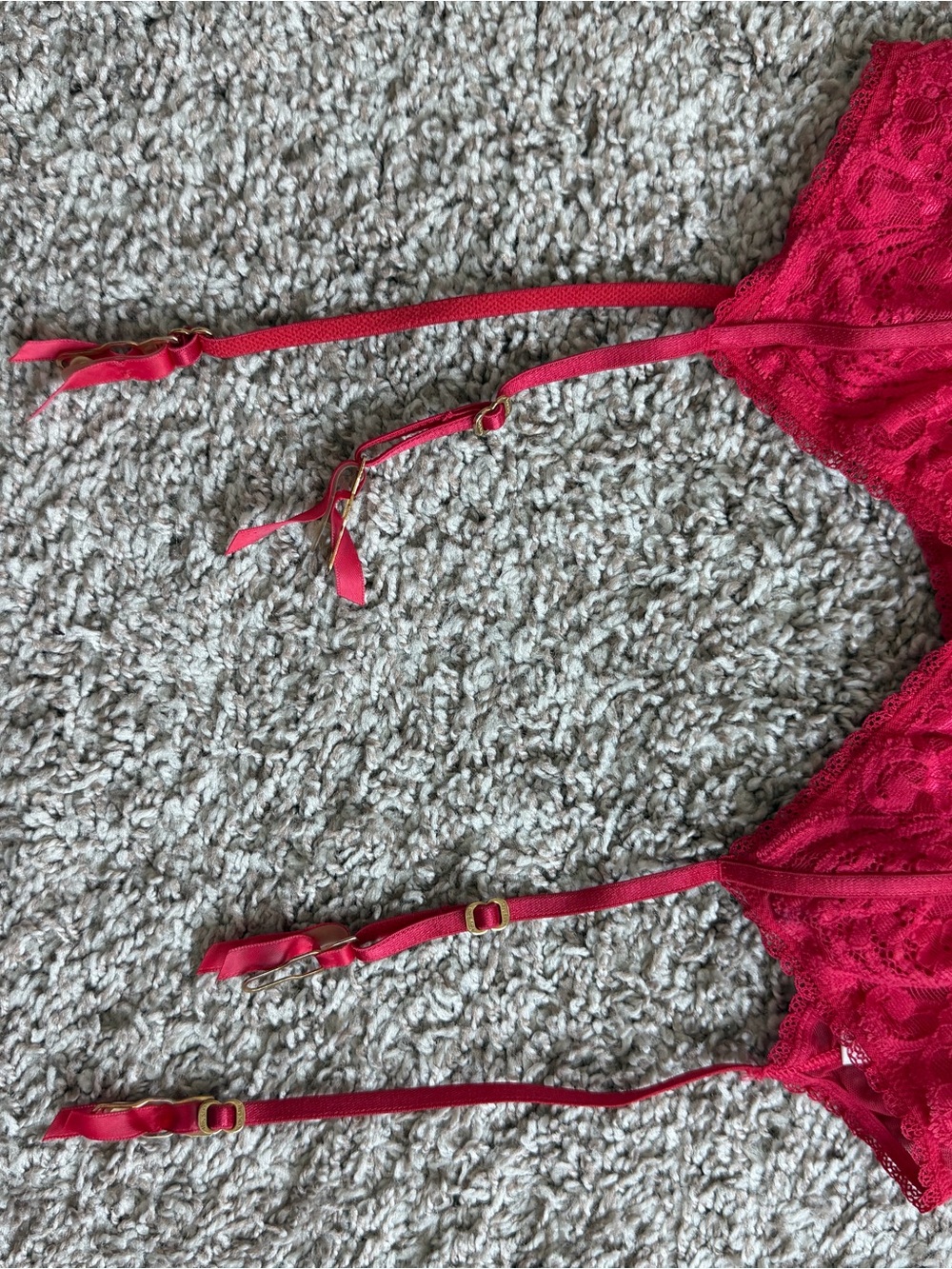 Victoria's Secret Red Lace Garter Belt with Adjustable Straps